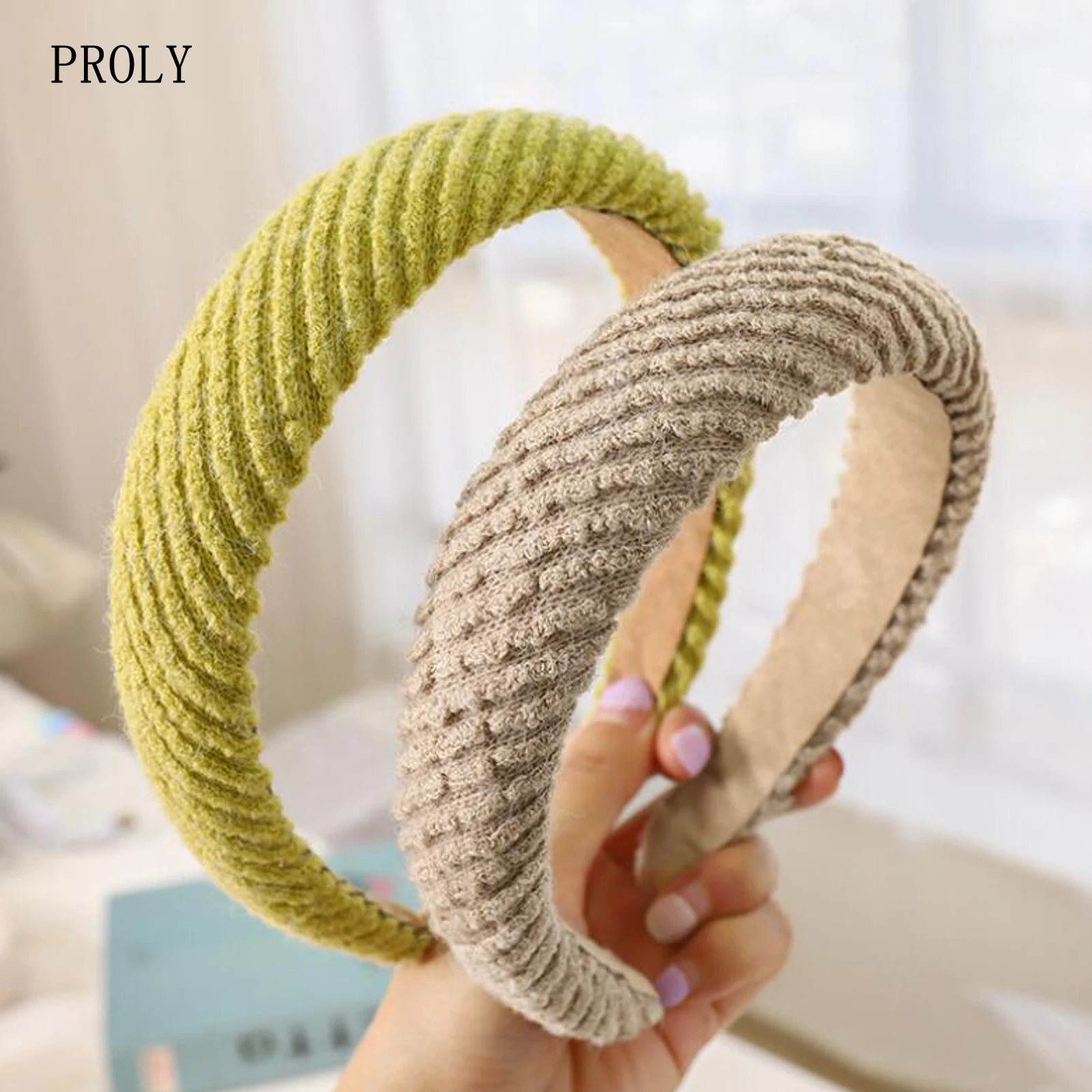 PROLY New Fashion Autumn Winter Headband For Women Warm Thickened Sponge Hairband Soft Fluffy Turban Hair Accessories