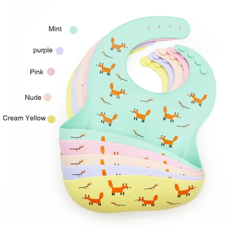 

Baby Food Grade Silicone BPA Free Waterproof Bibs Newborn Toddler Feeding Tableware Infants Drooling Burp Aprons N7ME