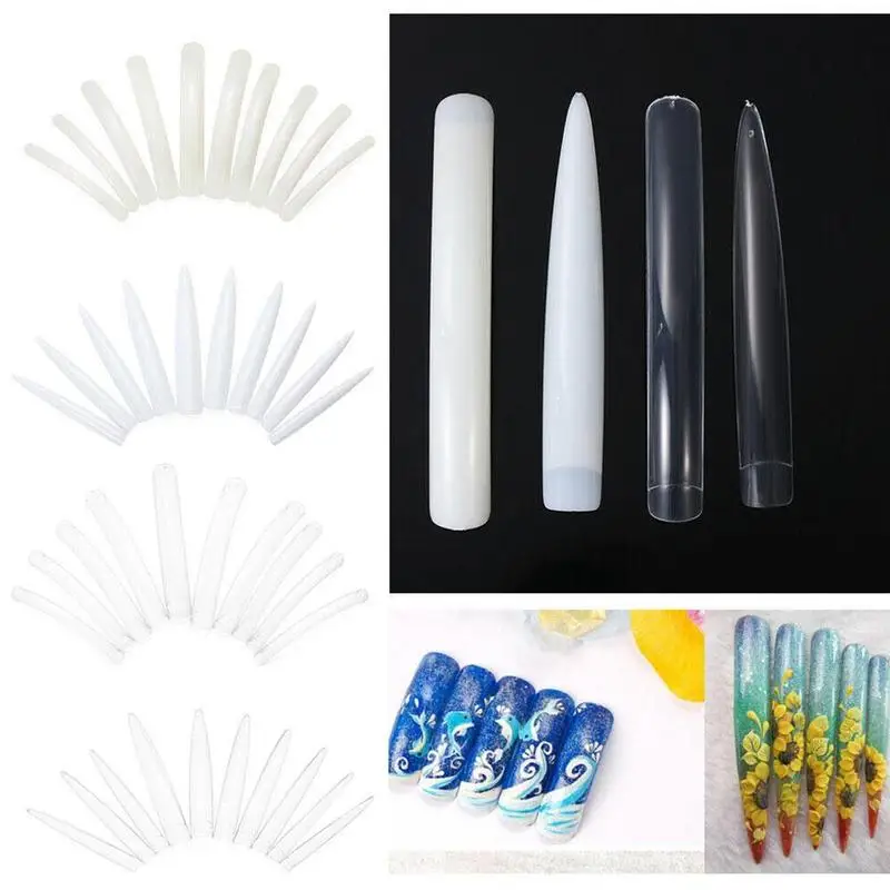 Длинные накладные ногти 10 шт./упак. натуральное/прозрачное покрытие Экстра