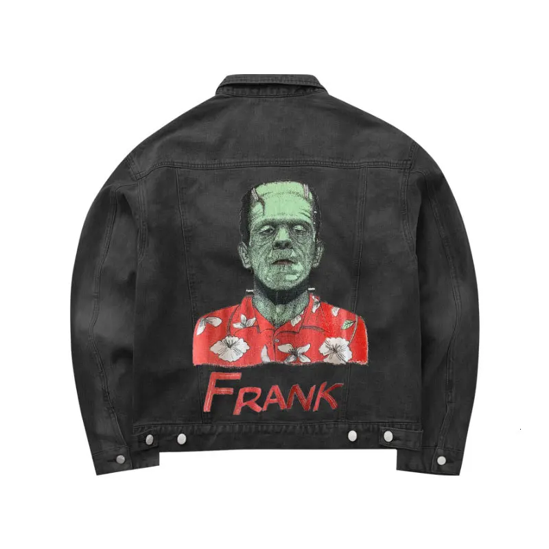 Old School Cowboy Jacket denim jacket Bereavement Undead body Frankenstein High Street Loose Coat |