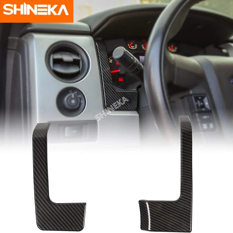 

SHINEKA Interior Mouldings for Ford F150 2009-2014 Accessories Carbon Fiber Dash Cover Dashboard Decorative Trim for F150 2013