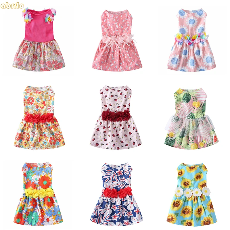 

Платья для животных для маленьких собак, одежда платье принцессы собак цветочным принтом щенок юбки для домашних животных Одежда для собак ...