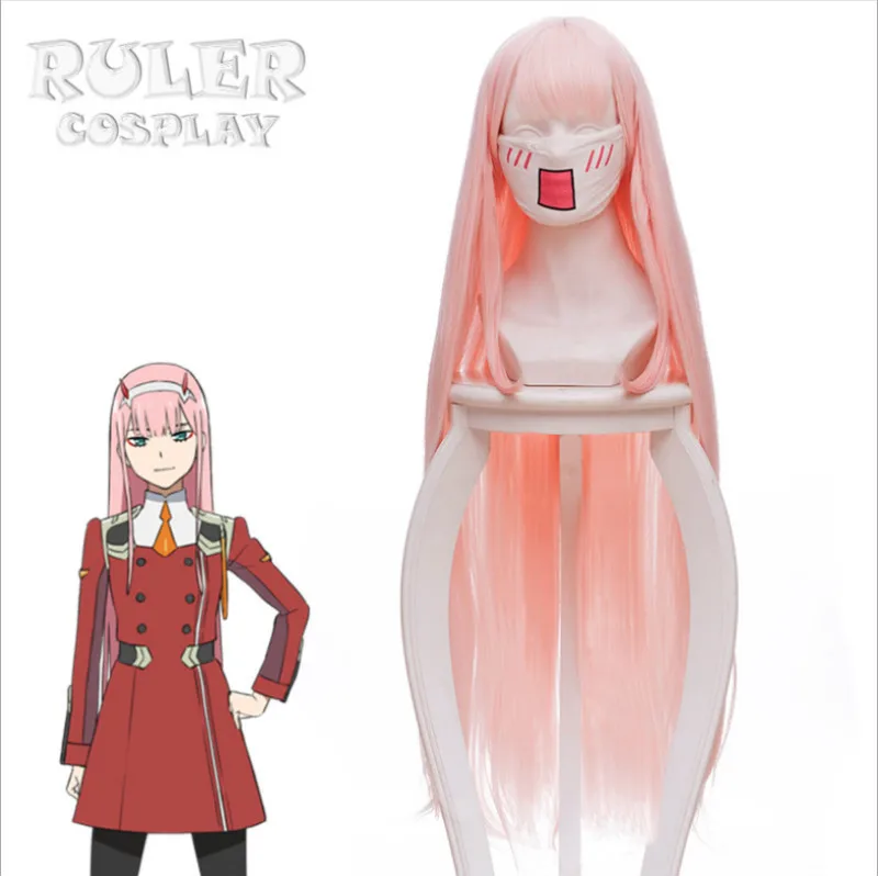 Аниме DARLING в FRANXX 02 Косплэй синтетических cero dos 100 см de largo pelo Rosa Си peluca Кепки |
