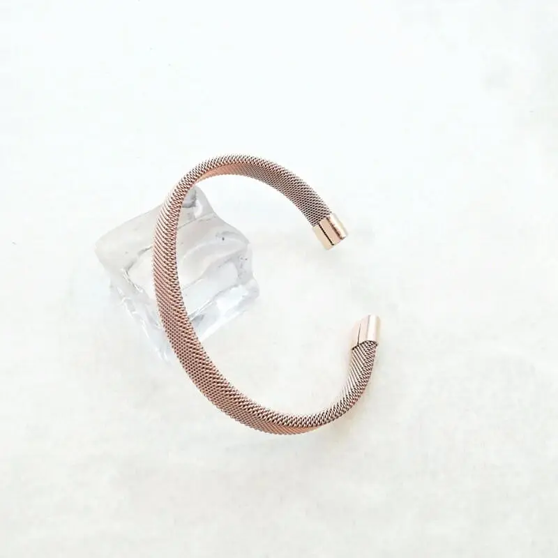 

Stainless Steel Bracelets & Bangles Gold Color Wholesale Wire Mesh Cuff Bracelet For Men Party Jewelry Open End Clasp Bracelets