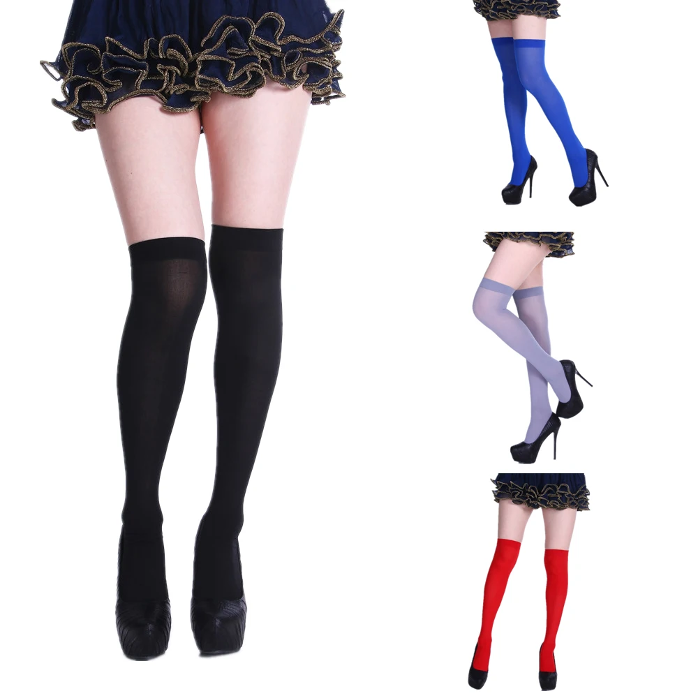 Неоновые цветные чулки до бедра женские сексуальные Веселые носки оранжевые