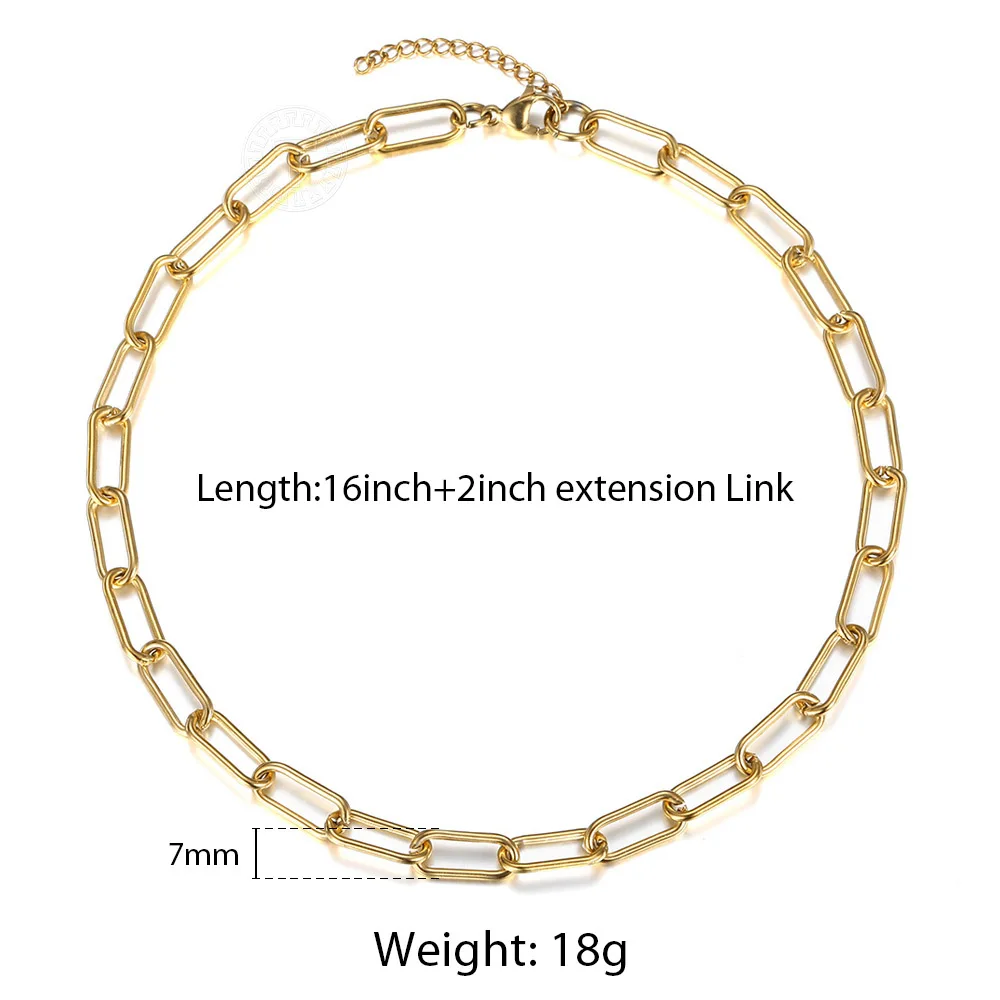 Новинка Трендовое колье-чокер 7 мм золотистого цвета Rolo Link колье для женщин и