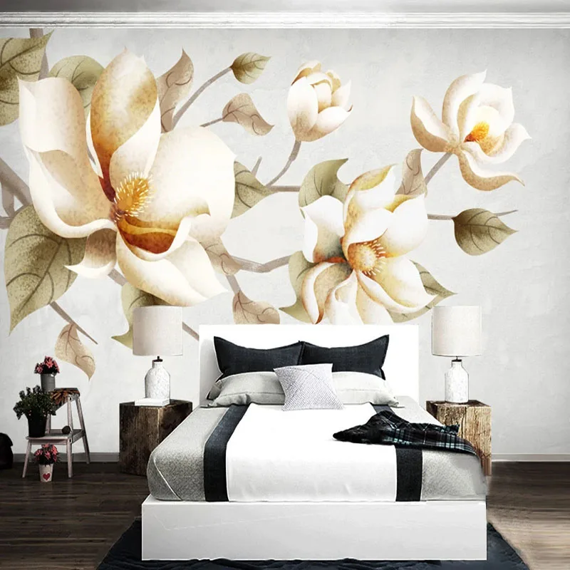 

Custom Photo Wallpaper Modern Simple Hand Painted Pastoral Flowers Mural Living Room Bedroom Home Decor Papel De Parede Sala 3 D