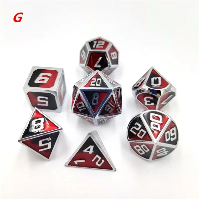 

7pcs Metal Dice Set D&D Board Game Polyhedral Dice for RPG Role Playing Game