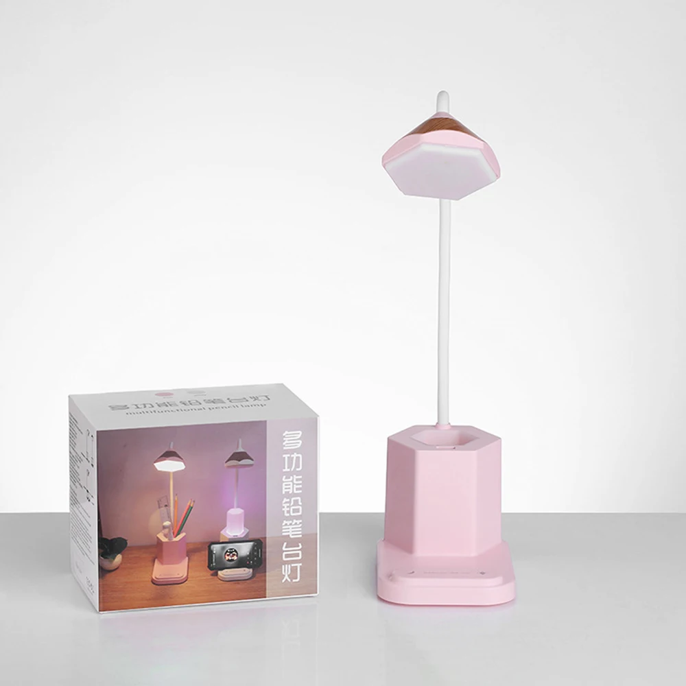 

RGB Night Light LED Table Lamp Phone Holder Base Dimmer USB Output Study Desk Lamps Work Student Children Bedroom Office