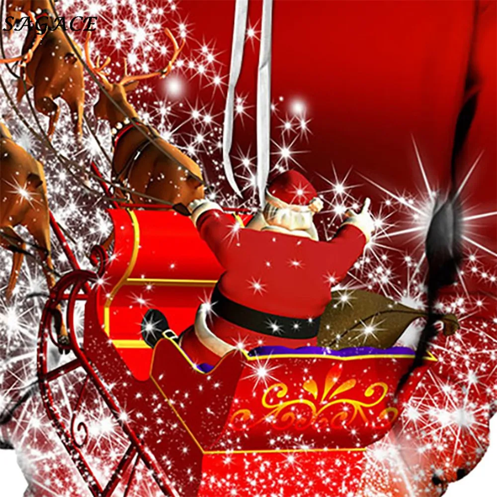 Sagace одежда Толстовка Рождество Весна мужская женская пара Мода красный с