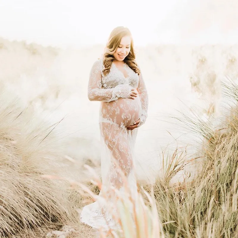 Lace Pregnant Woman Dress Maternity Dresses For Photo Shoot Robe Grossesse Baby Shower Dress Maternity Photography Dress