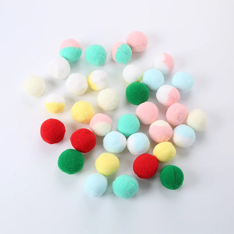 Pet Supplies Cashmere Pompom Kitty Weight Loss Self-excited Toys Funny Cat Ball Christmas Color Solid Double Fight 4.5cm | Дом и сад