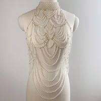 p0235 women pearls bra body chain necklace jewelry harness sexy accessories women fashion full female body chains jewelry