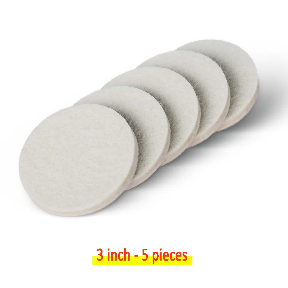 3 inch-5 pieces Z-LION 1/2/3/4/5/6/7 дюймов полировальная подушечка из шерсти автомобиля полировка диска 5 мм Толщина влажные для автомобиля металла Стекло для чистки и полировки для восковой депиляции - Цвет: 3 inch-5 pieces