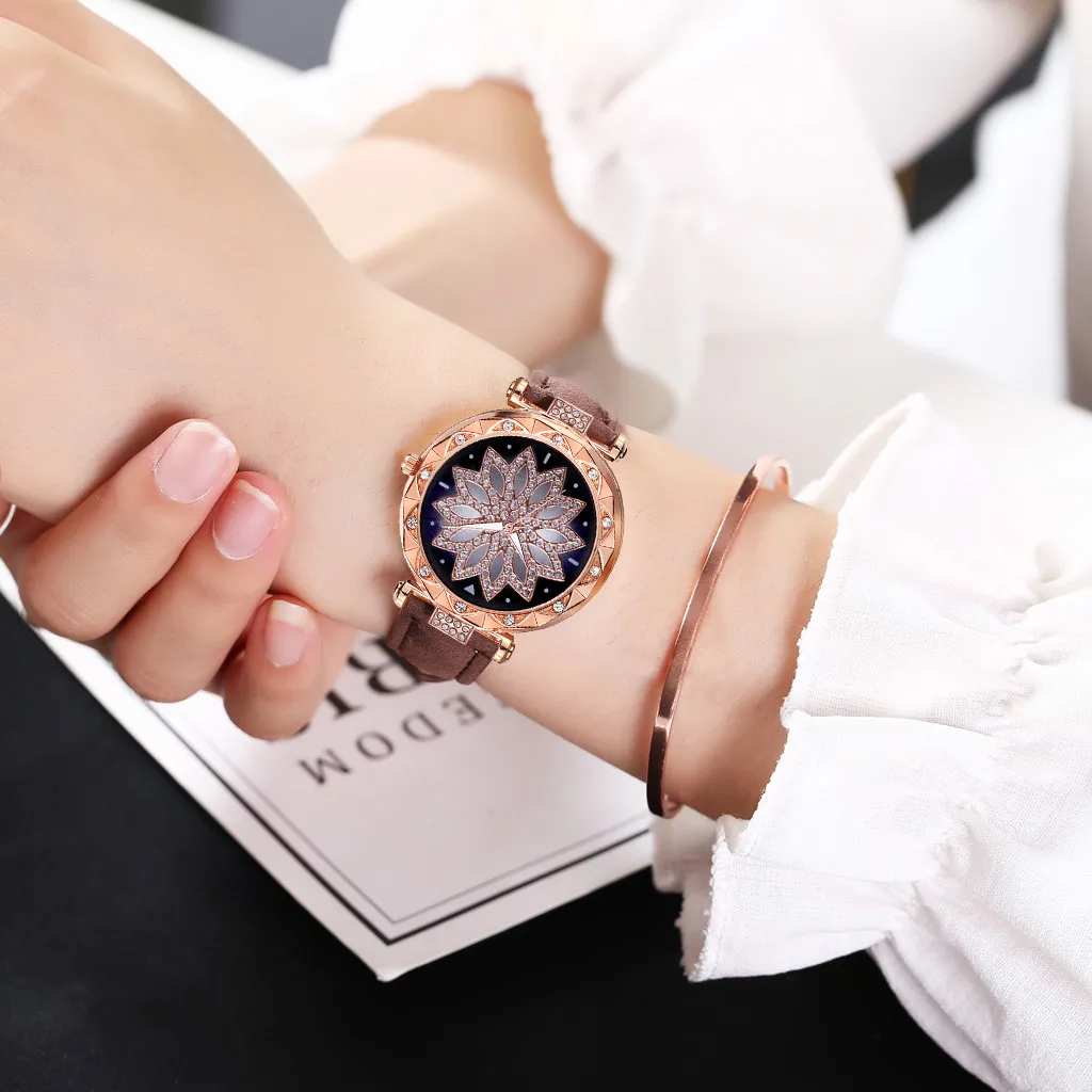 Часы Vansvar женские с ремешком шипами повседневные модные кристаллами|Женские