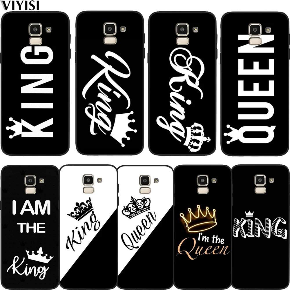 Чехол с короной и надписью King Queen для Samsung Galaxy A7 2018 A10 A20 A30 A40 A50 A60 A70 A6 A8 A5 A9 Note 8 10 M10 M60