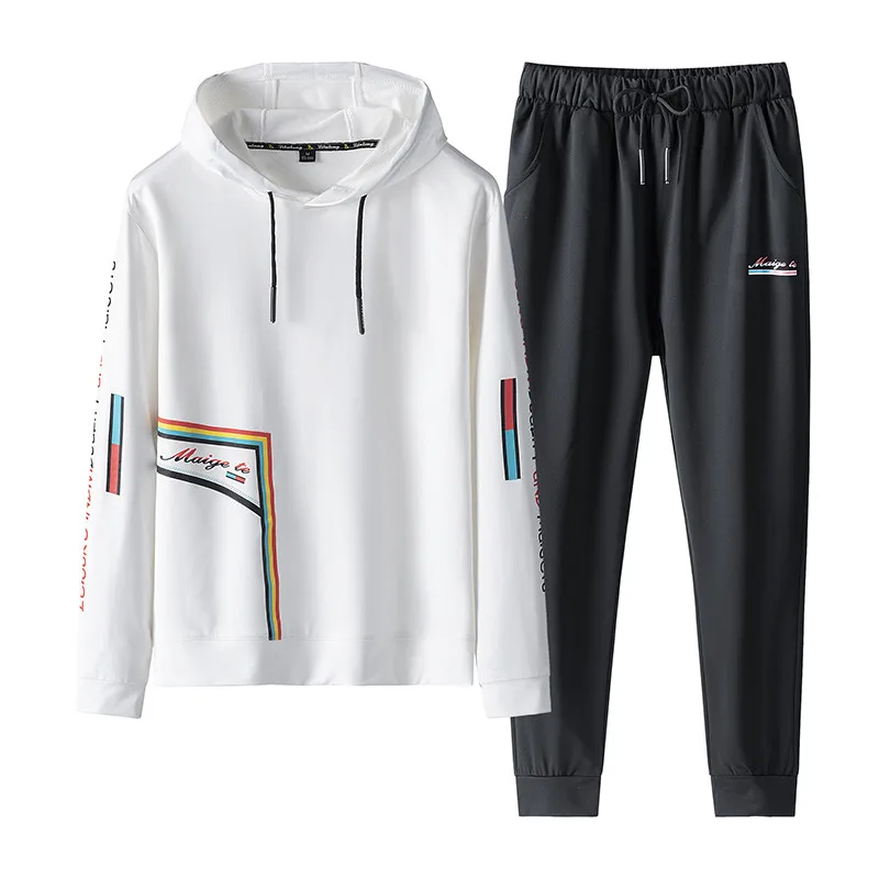 Мужской спортивный костюм с капюшоном повседневный комплект из 2 предметов для
