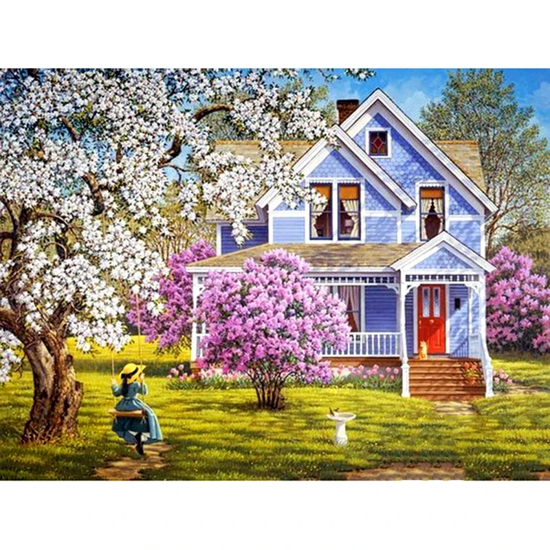 Полный квадратный/круглый дрель 5D DIY Алмазная картина &quotдом цветок&quot вышивка