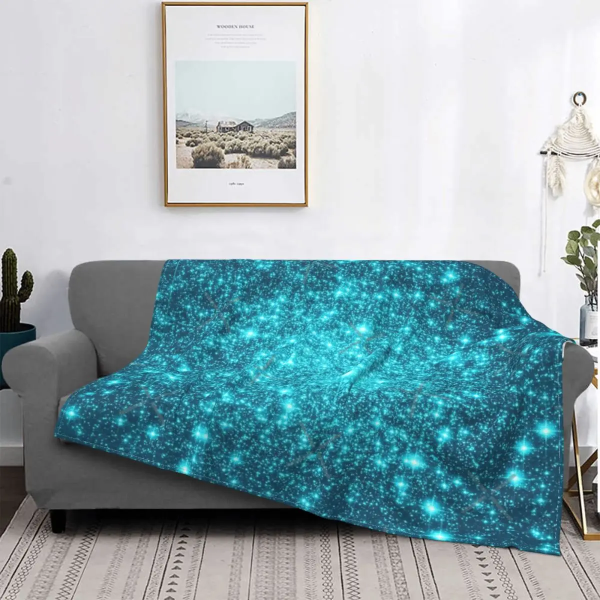 

Galaxy Sparkle Stars Turquoise Blanket Bedspread Bed Plaid Bedspread Sofa Blankets Muslin Blanket Weighted Blanket