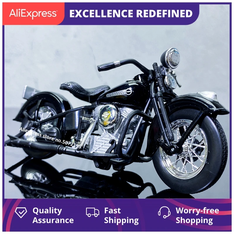 

New 1:18 Harley-Davidson 1948 Fl Phead Alloy Diecast Motorcycle Model Workable Toy For Children Gifts Toy Collection