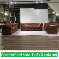 Modern Design Living Room Furniture Fashion Leather Chesterfield Sectional Sofa  123  Seater
