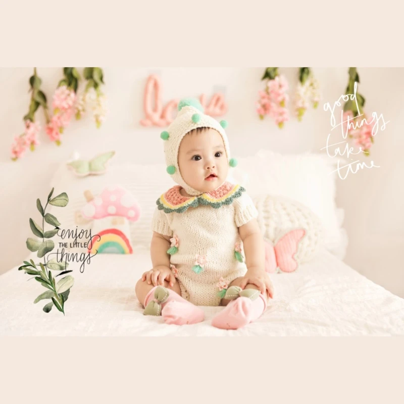 

3/7 Pcs Baby Cotton Hat Romper Socks Set Outfits Infants Photo Shooting Clothing Newborn Photography Props