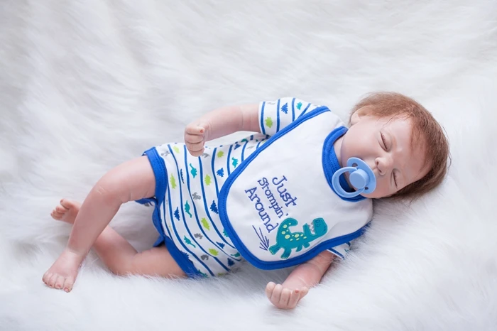 Детские куклы для новорожденных с закрытыми глазами серая одежда мягкая