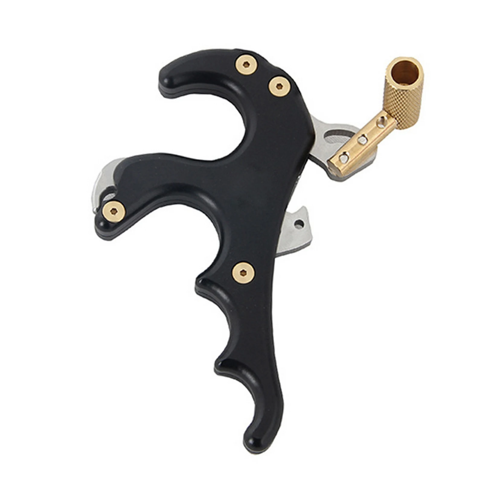 

Metal 4 Finger Thumb Caliper Grip Archery Bow Release Aid for Outdoor Hunting Practice Support Aid Accessory 360° Rotatable