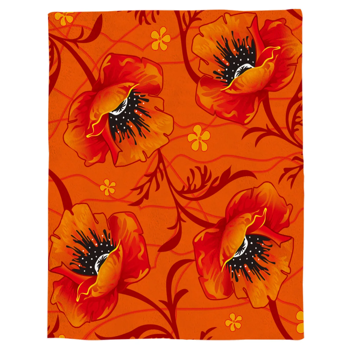 

Orange Flower Chic Throw Blanket Portable Soft Bedspread Microfiber Flannel Blankets for Beds
