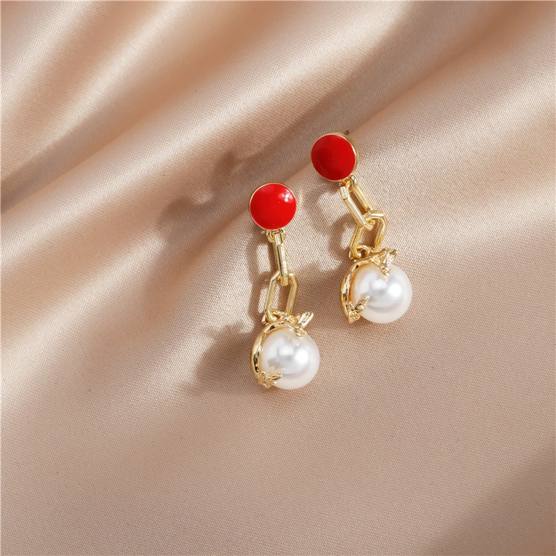 

Fashion Imitation Pearl Long Drop Earrings for Women Korean Style Girls Party Versatile Stud Earrings Clothes Jewelry Accessory