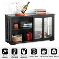 home storage cabinet sideboard buffet cupboard glass sliding door sideboard tv stand kitchen living room 33x107x60cm
