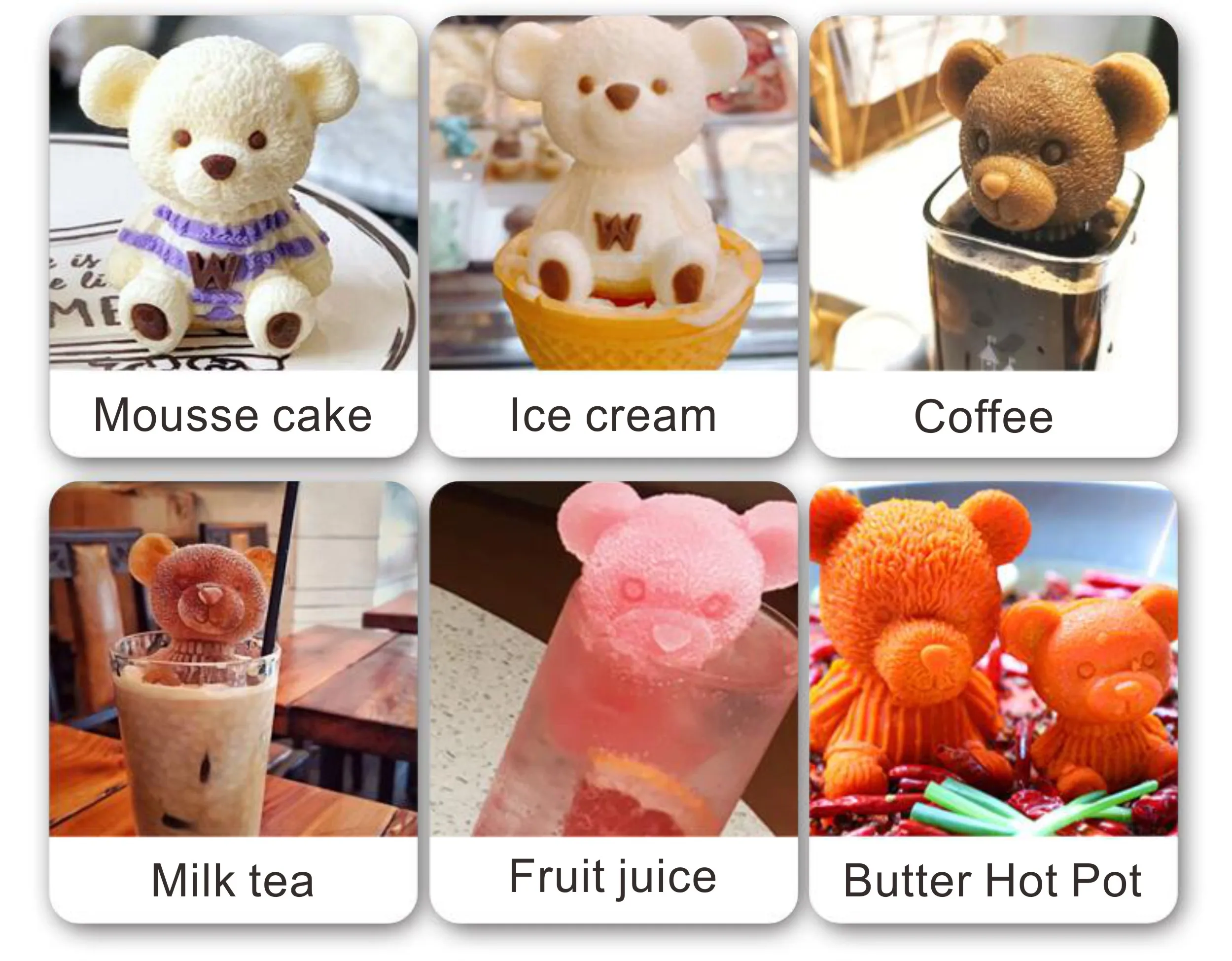 

3D Toy Mini Bear Silicone Mold Ice Tray Moulds for Coffee Mousse Molds DIY Soap Candle Mould Cake Decorating Tools Bakeware