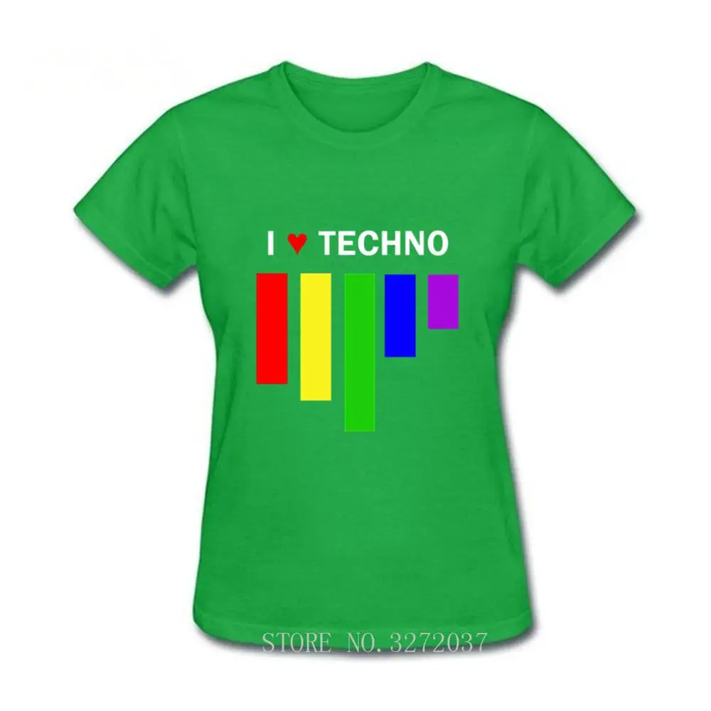 I LOVE TECHNO/женская футболка дизайнерская хлопковая Футболка с рисунком Новинка 2019