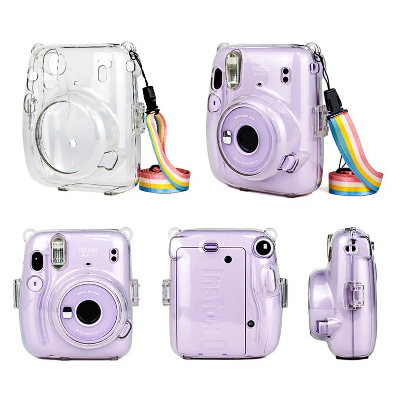 PVC Instax Mini 11 Camera Crystal Case Clear Transparent Shoulder Strap Bag for Protector Fuji Instant Film Shell Cover | Электроника