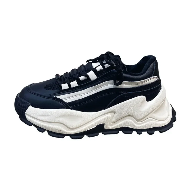 

2021 Spring New Women's Casual Shoes Comfortable Lace-up Sneakers Women's Shoes Thick-soled Increased Women's Vulcanized Shoes