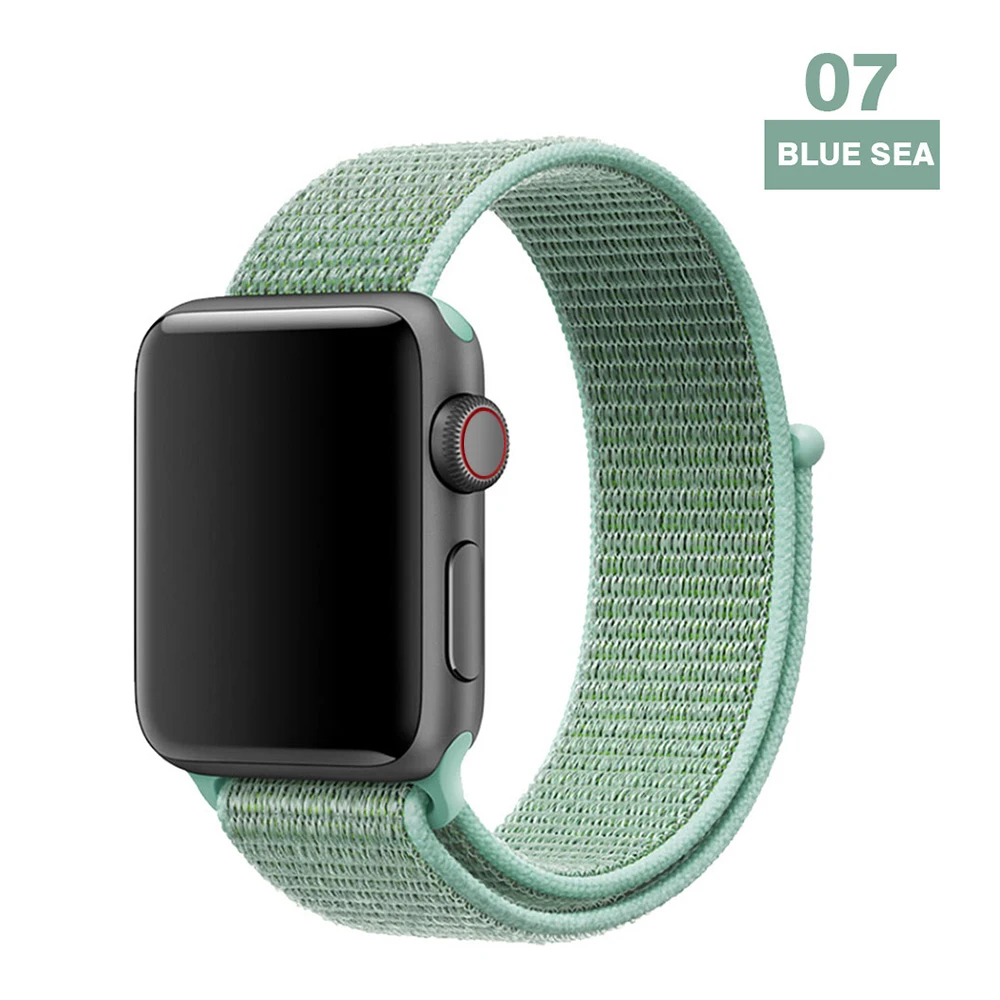 Blue sea Ремешок для наручных часов Apple Watch серии 3/2/1 38 мм 42 мм мягкий нейлон дышащий сменный ремешок Спортивные петли для наручных часов iwatch серии 4 5 40 мм 44 мм - Цвет ремешка: Blue sea