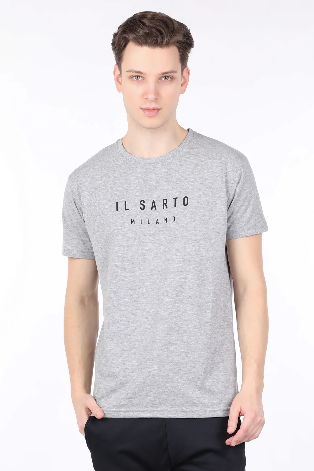 

Male Gray Cycling Neck T-shirt