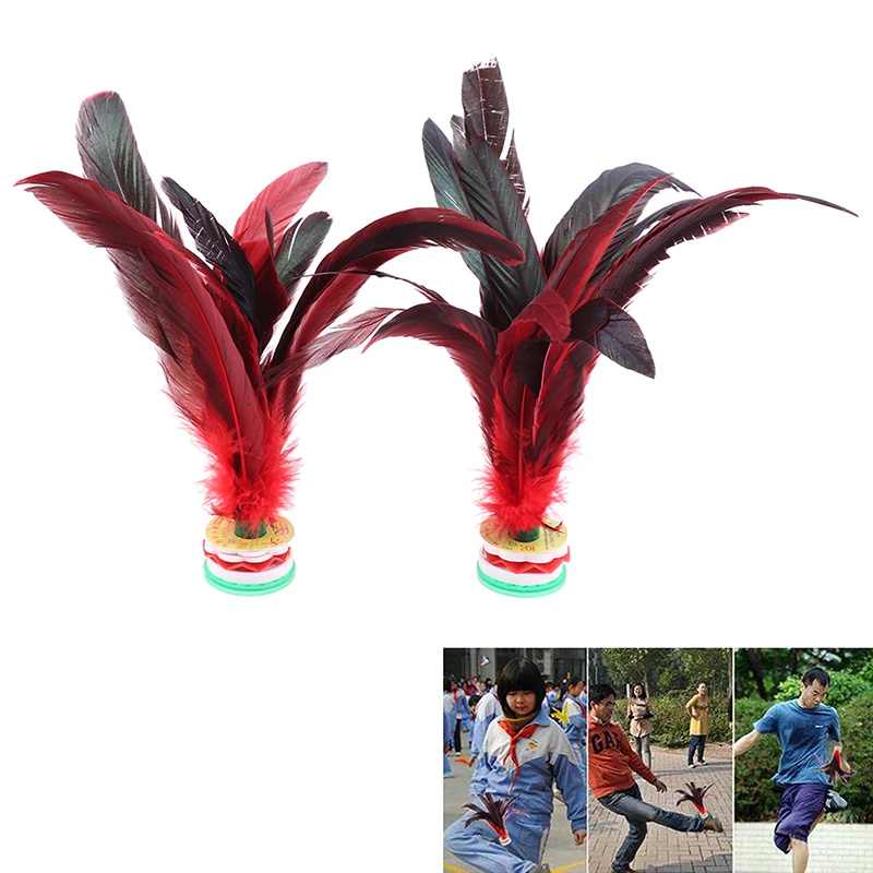Hot!2pcs Feather Shuttlecock China Jianzi Foot Kick Hand wheel Fancy Goose Fitness entertainment | Спорт и развлечения