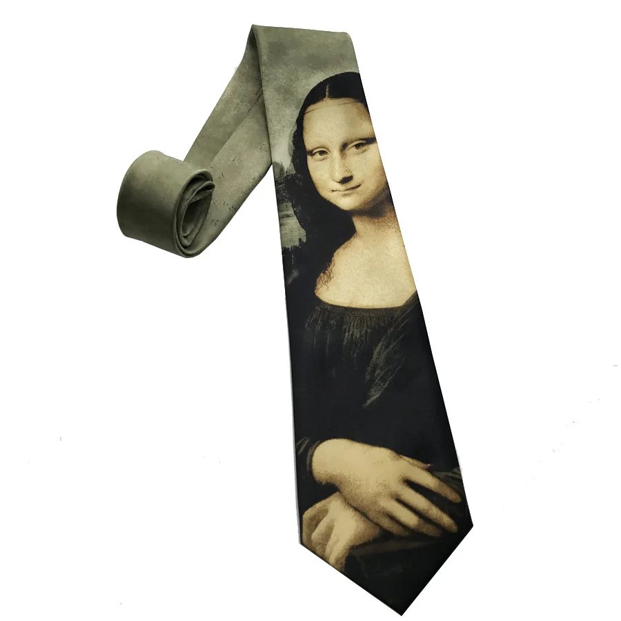 Corbata suave de Mona Lisa Vintage, corbatas tejidas de música con patrón de pintura al óleo clásica de 9cm para los mejores hombres, boda, ascuna, envío directo