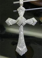 2020 micro pave diamond cz cross pendant 925 sterling silver party wedding pendants necklace for women men moissanite jewelry