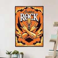 shabby chic vintage rock music decorative banner flag wall hanging painting heavy metal art poster tapestry bar cafe home decor