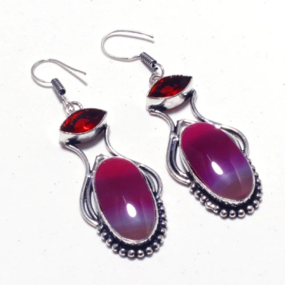 Подлинная Ботсвана Агат серебро накладки на медные серьги ручная работа женские