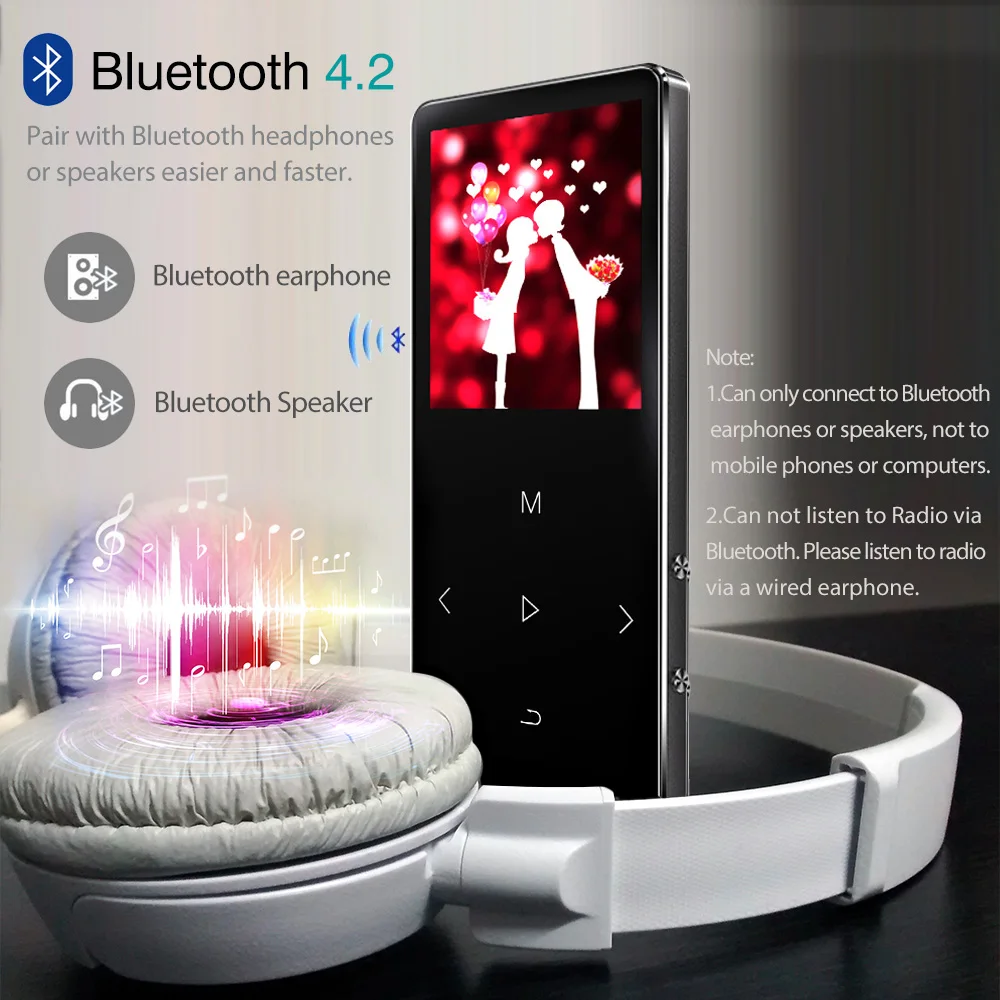 ICEICE MP3 плеер с Bluetooth hifi без потерь мини музыкальный fm радио спикер Наушники спорт MP