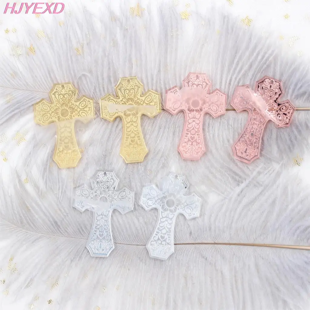 Акриловые серьги в виде креста диаметром 38 мм/50 мм зеркальный лазерный вырез под