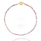 Ожерелье женское с искусственным жемчугом, короткая цепочка под ключицу с бусинами в форме риса, цвет золото, бижутерия, 2021
