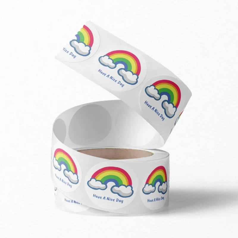 

'Have a nice day' Rainbow Stickers 500pcs Round Adhesive Decorative Sealing Label Stickers for Christmas Gifts, Wedding, Party