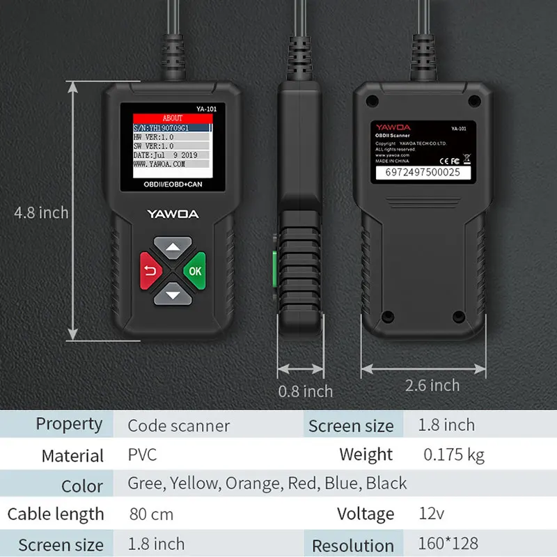 Диагностический сканер YA101 OBD2 универсальный инструмент для диагностики