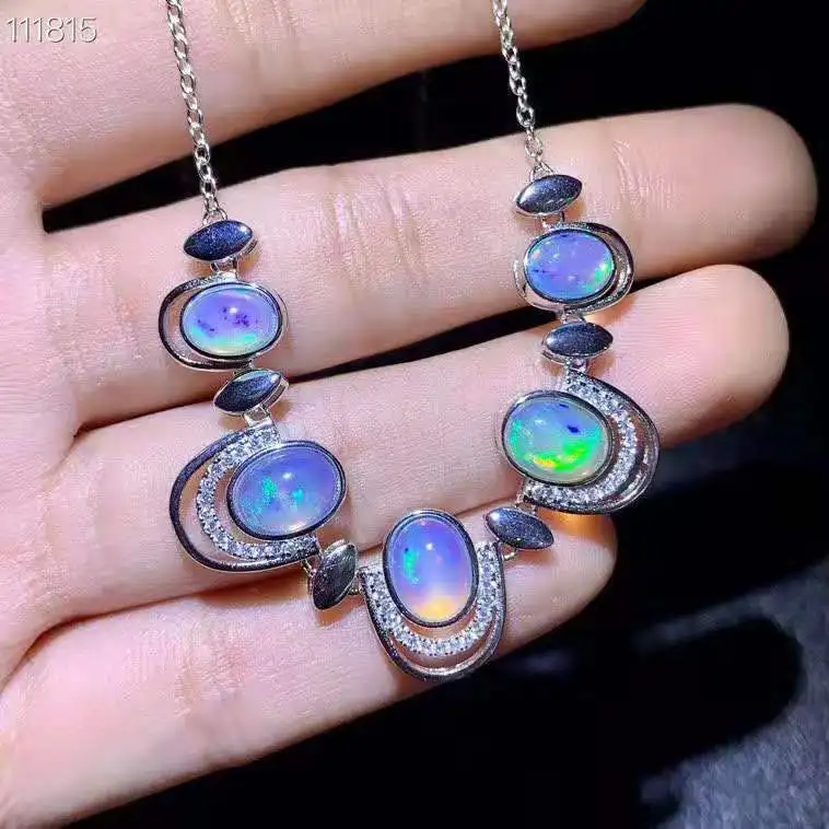 100% натуральный Эфиопский кабошон WELO с огненным опалом кулон из серебра 925