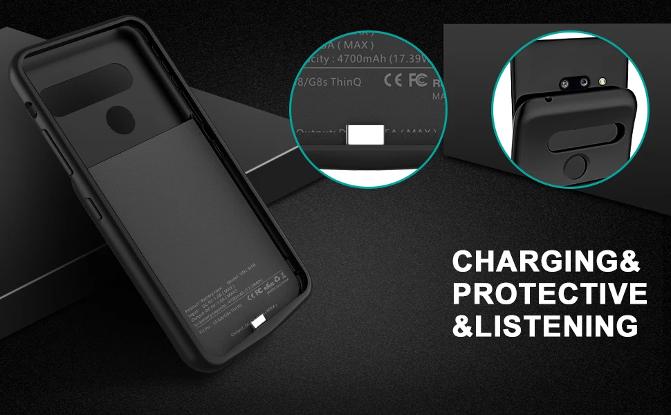 NEWDERY, новейший чехол с аккумулятором 4700 мАч для LG G8 ThinQ, тонкий чехол с зарядкой, тонкий чехол из ТПУ для LG G8 ThinQ, черный