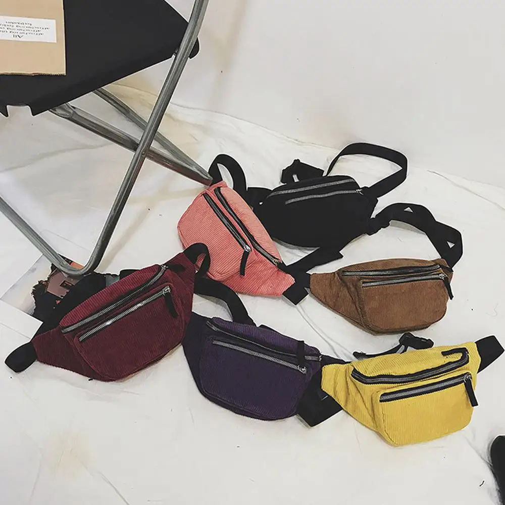 Холщовая поясная сумка унисекс на молнии нагрудная уличная спортивная